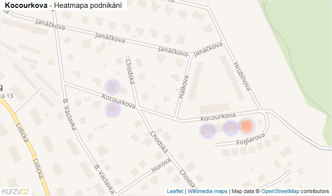 Mapa Kocourkova - Firmy v ulici.