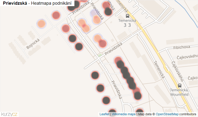 Mapa Prievidzská - Firmy v ulici.