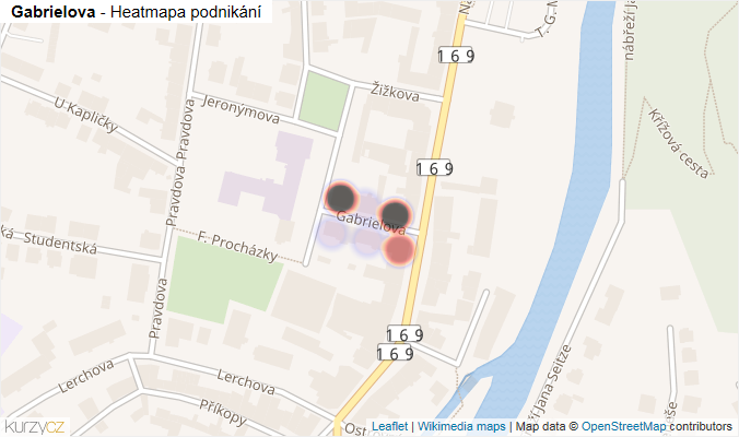 Mapa Gabrielova - Firmy v ulici.