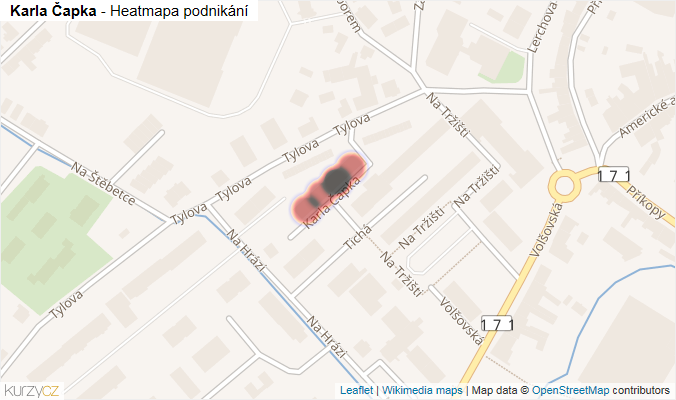 Mapa Karla Čapka - Firmy v ulici.