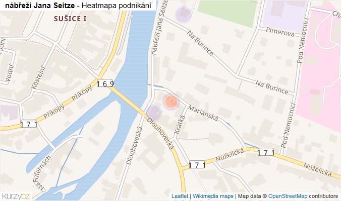 Mapa nábřeží Jana Seitze - Firmy v ulici.