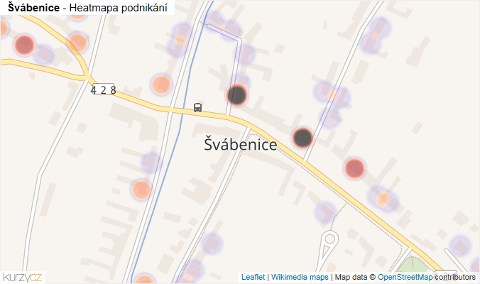 Mapa Švábenice - Firmy v části obce.