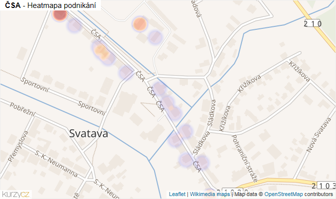 Mapa ČSA - Firmy v ulici.