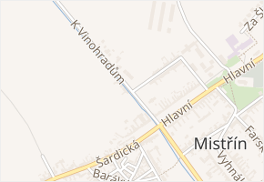 K Vinohradům v obci Svatobořice-Mistřín - mapa ulice