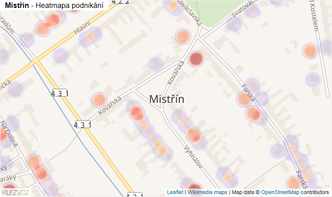 Mapa Mistřín - Firmy v části obce.