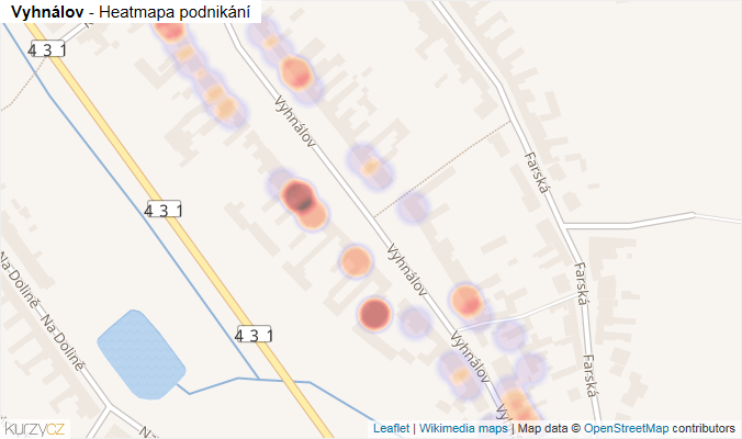 Mapa Vyhnálov - Firmy v ulici.