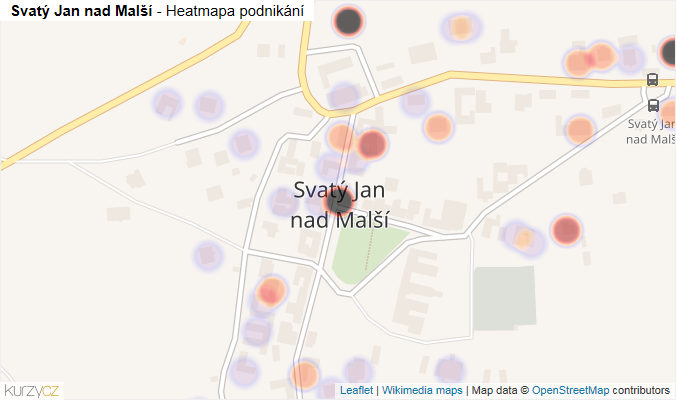 Mapa Svatý Jan nad Malší - Firmy v části obce.