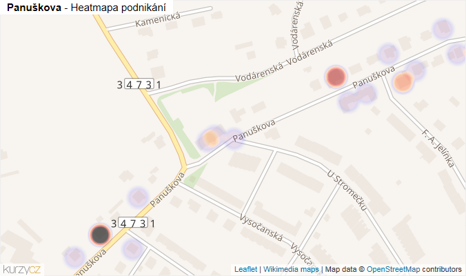 Mapa Panuškova - Firmy v ulici.