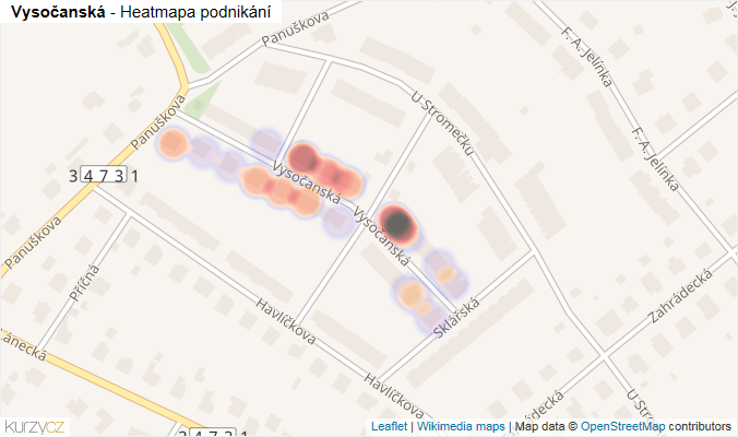 Mapa Vysočanská - Firmy v ulici.