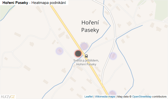 Mapa Hoření Paseky - Firmy v části obce.