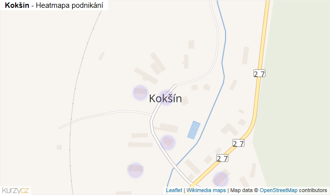 Mapa Kokšín - Firmy v části obce.