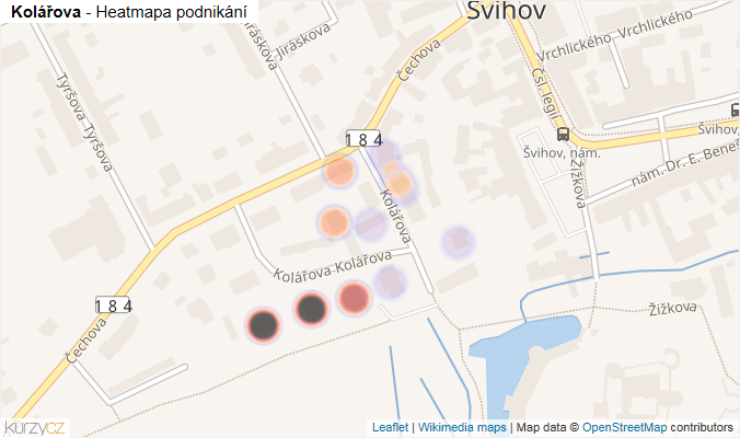 Mapa Kolářova - Firmy v ulici.