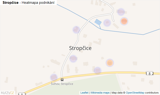 Mapa Stropčice - Firmy v části obce.