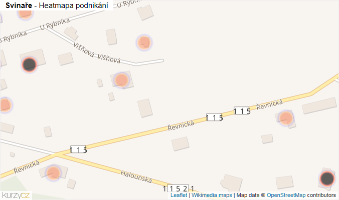 Mapa Svinaře - Firmy v obci.