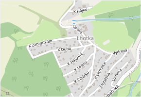 K Dubu v obci Svinaře - mapa ulice