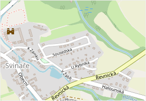 Sousedská v obci Svinaře - mapa ulice