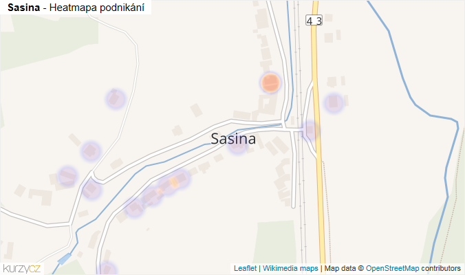 Mapa Sasina - Firmy v části obce.