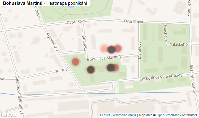 Mapa Bohuslava Martinů - Firmy v ulici.