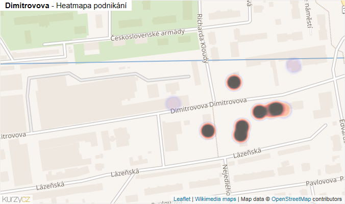 Mapa Dimitrovova - Firmy v ulici.