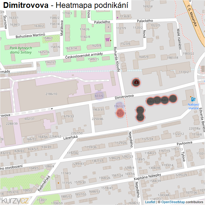 Mapa Dimitrovova - Firmy v ulici.