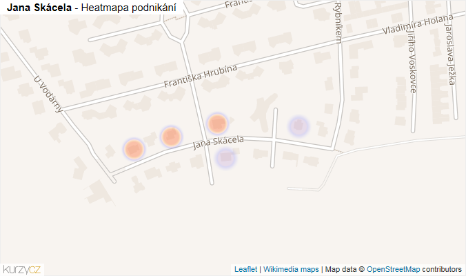 Mapa Jana Skácela - Firmy v ulici.