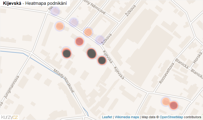 Mapa Kijevská - Firmy v ulici.