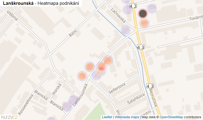 Mapa Lanškrounská - Firmy v ulici.