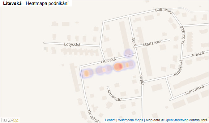Mapa Litevská - Firmy v ulici.