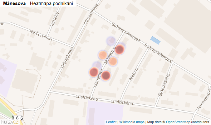 Mapa Mánesova - Firmy v ulici.