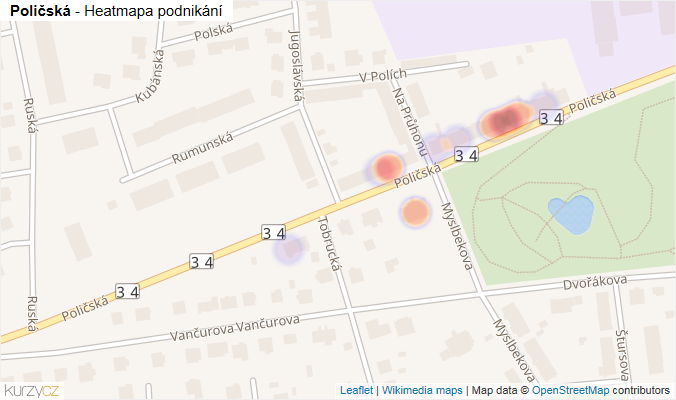 Mapa Poličská - Firmy v ulici.