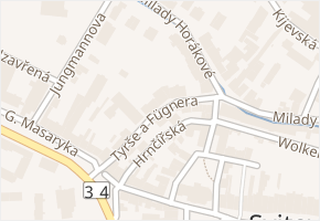 Tyrše a Fügnera v obci Svitavy - mapa ulice