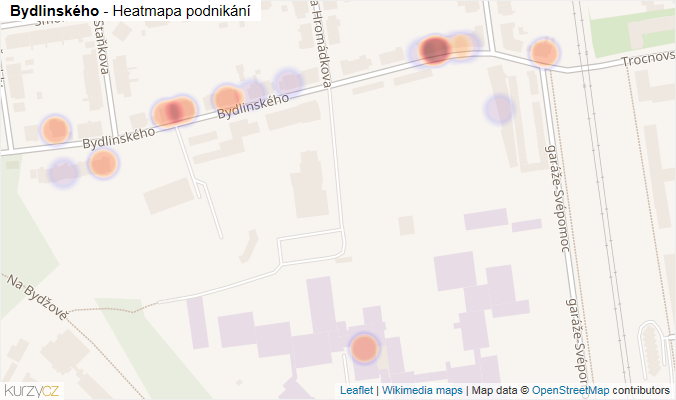 Mapa Bydlinského - Firmy v ulici.