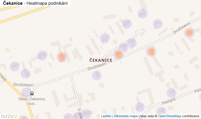 Mapa Čekanice - Firmy v části obce.