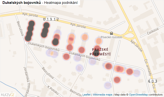 Mapa Dukelských bojovníků - Firmy v ulici.