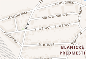 Harantova v obci Tábor - mapa ulice