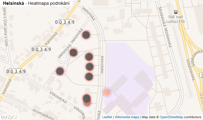Mapa Helsinská - Firmy v ulici.