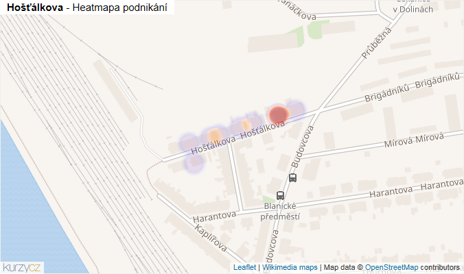 Mapa Hošťálkova - Firmy v ulici.
