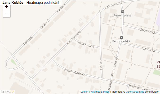 Mapa Jana Kubiše - Firmy v ulici.