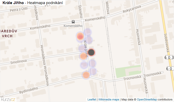 Mapa Krále Jiřího - Firmy v ulici.