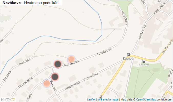 Mapa Novákova - Firmy v ulici.