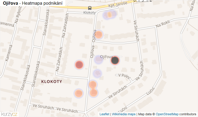 Mapa Ojířova - Firmy v ulici.