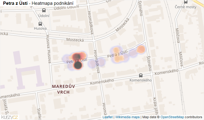 Mapa Petra z Ústí - Firmy v ulici.