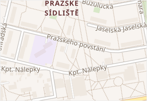 Pražského povstání v obci Tábor - mapa ulice