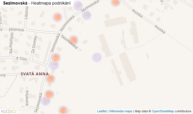Mapa Sezimovská - Firmy v ulici.