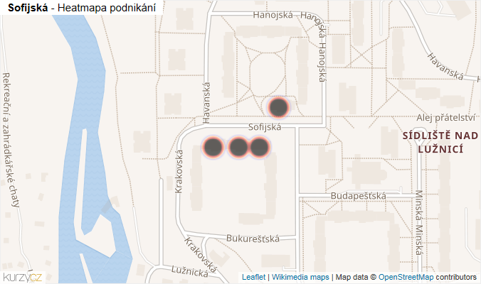 Mapa Sofijská - Firmy v ulici.