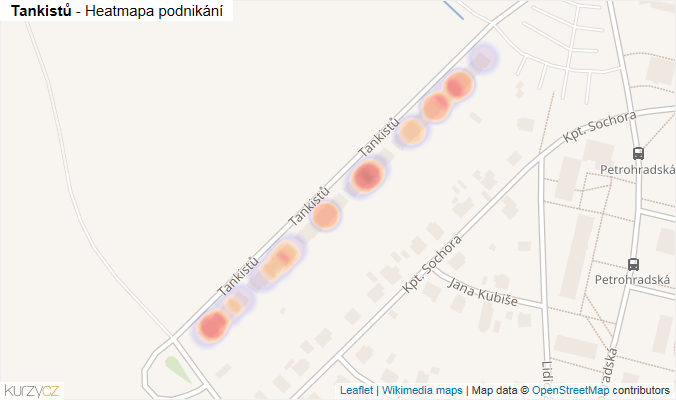 Mapa Tankistů - Firmy v ulici.