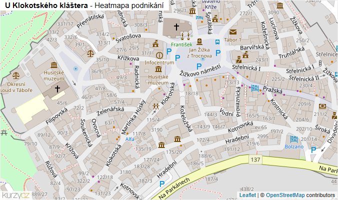 Mapa U Klokotského kláštera - Firmy v ulici.