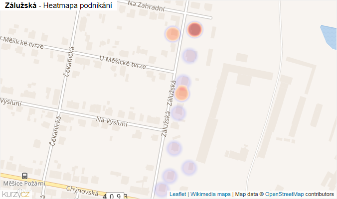 Mapa Zálužská - Firmy v ulici.
