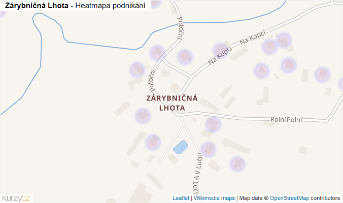 Mapa Zárybničná Lhota - Firmy v části obce.