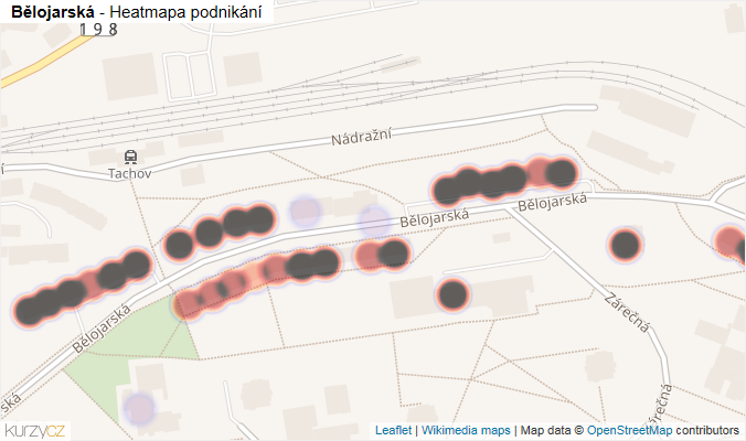 Mapa Bělojarská - Firmy v ulici.